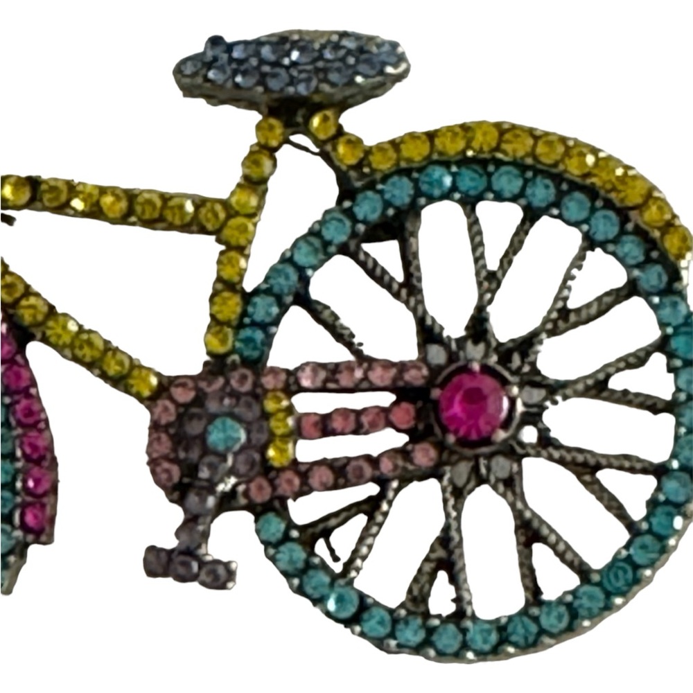 CRYSTAL  BICYCLE BROOCH PIN - Picture 2 of 5